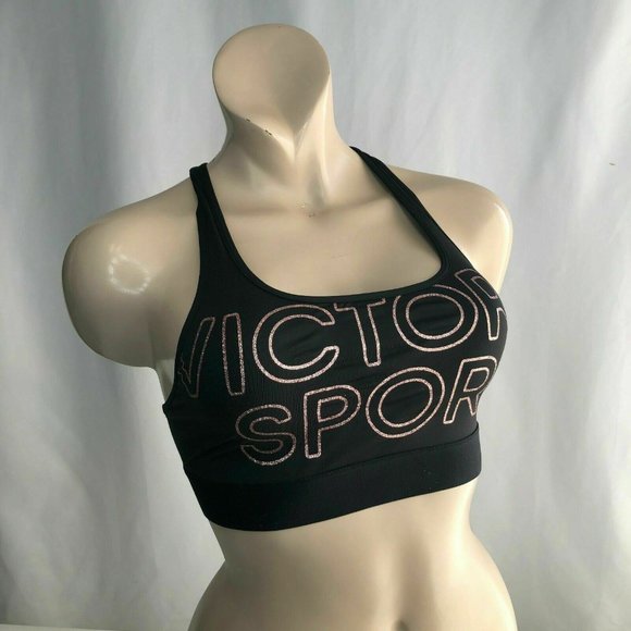 Victoria's Secret Other - Victoria's Secret Sport Gold Glitter Logo bra